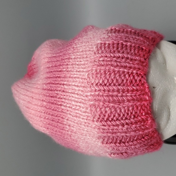 Handmade Knit Hat Pink Adult Large 20" - Picture 4 of 7